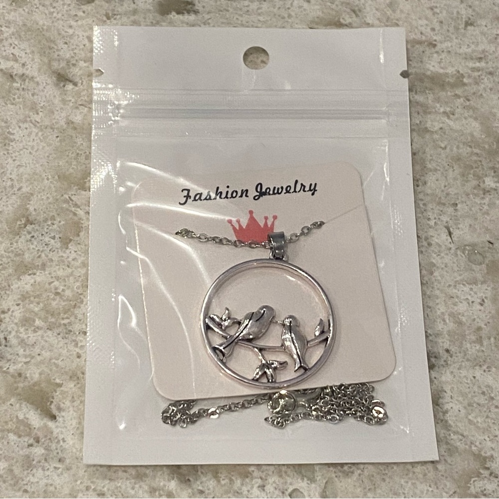 2/$10 Birds on Branch Silver Necklace